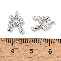 真鍮チャーム  カドミウムフリー＆ニッケルフリー＆鉛フリー  文字チャーム  プラチナ  13x9x2mm  穴：1mm&nbsp;KK-S368-16P-R