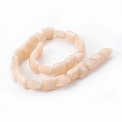 パール光沢メッキガラスビーズ連売り  多面カット正方形  ビスク  13x13x8mm  穴：1mm  約27個/連  13.9インチ&nbsp;EGLA-E035-PL08