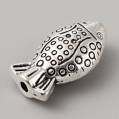 チベット風合金ビーズ  アンティークシルバー  魚  10x18x6mm  穴：1.5mm  30個/袋&nbsp;FIND-TAC0020-12B