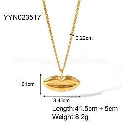 華やかな304ステンレススチールのリップペンダントネックレスとスタッドピアスセット（女性用）  18KGP本金メッキ&nbsp;ZY6893-1