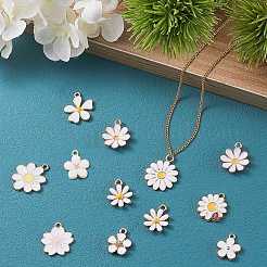 75個15スタイルアロイエナメルペンダント  花  ライトゴールド  ホワイト  15~23x11~19x1.5~3mm  穴：2mm  5個/スタイル&nbsp;ENAM-CJ0001-89