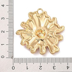 合金エナメルチャーム  ゴールドカラー  花のチャーム  鮭色  35x36x4.5mm  穴：3mm&nbsp;PALLOY-K021-03G-01