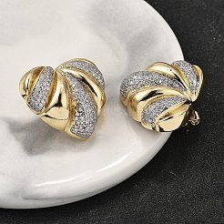 女性用真鍮マイクロパヴェクリアキュービックジルコニアスタッドピアス  ハート  プラチナ·ゴールデン  25x29mm&nbsp;EJEW-G430-02GP