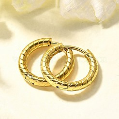 女性用304ステンレスフープピアス  イオンプレーティング（ip）  リング  14KGP本金メッキ  17.5x2.5mm&nbsp;EJEW-M068-11C-G