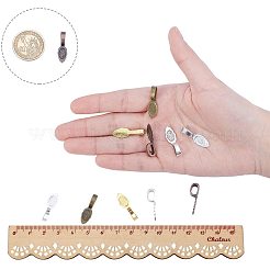 チベット風合金貼り付け用バチカン  ペンダントベイル  葉  ミックスカラー  26x8x7mm  穴：5x8mm&nbsp;TIBEB-PH0004-12