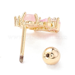 ハート＆スターキュービックジルコニアダングルスタッドピアス  軟骨ピアス  女性用キャットアイドロップピアス  ゴールドカラー  14.5x11mm  ピン：0.7mm&nbsp;EJEW-A065-16G