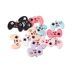 14本7色レジンペンダント  プラチナメッキ鉄ループ付き  ゲームパッド  ミックスカラー  20x26mm&nbsp;RESI-CJ0001-188