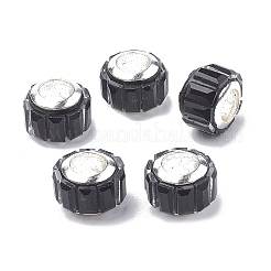 ガラスヨーロピアンビーズ  大穴ビーズ  真鍮コアと  多面カット  ロンデル  プラチナ  ブラック  9x7mm  穴：5mm&nbsp;GPDL-S039-02A