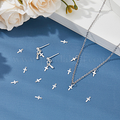 スターリングシルバーのクロスチェーンエクステンダードロップ15個925個  チェーンタブ  磨き布付き  銀  7x3.5x0.4mm  穴：0.7mm&nbsp;STER-DC0001-56