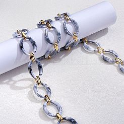 手作りの天然石風スタイルのリンク チェーン  アクリル＆ccbプラスチックリンキングリング  オーバル  ホワイトスモーク  39x34x7mm  19x12x4.5mm  約6.56フィート（2m）/連&nbsp;AJEW-J034-01D