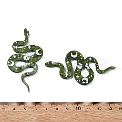 ウエスタンスタイルのアクリルビッグペンダント  月とヘビ  ホワイト  69x38x2mm  穴：1.6mm&nbsp;OACR-I002-01