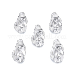 変色しない201ステンレススチールペンダント  質感のあるチャーム  ナゲット  ステンレス鋼色  30x17x1mm  穴：1.6mm&nbsp;STAS-B027-25P