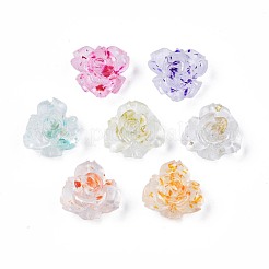 クリア樹脂カボション  ドライフラワーと  花  ミックスカラー  11x11x6mm&nbsp;CRES-S307-028