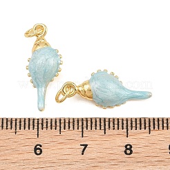 真鍮製エナメルペンダント  巻き貝の形をしたチャーム  ラックめっき  長持ちメッキ  鉛フリー＆カドミウムフリー  18KGP本金メッキ  ブルー  20x9x5mm  穴：3.5mm&nbsp;KK-CBA3297-04B-G03