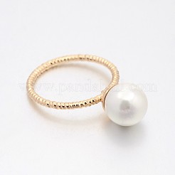 結婚式のアクセサリー類のための真鍮アクリルパール指輪  ローズゴールド  16mm&nbsp;LS-RJEW-J061-RG