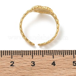 女性用304ステンレススチールカフオープンリング  言葉の心はあなたを愛しています  ゴールドカラー  11mm  usサイズ6 3/4(17.1mm)&nbsp;RJEW-L341-05A-G