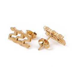 ナンバーイヤリング  女性用304ステンレススチールスタッドピアス  NUM。2  7.5x13mm  ピン：0.7mm&nbsp;LS-EJEW-F286-01C-G