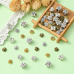 50 個 5 スタイルのチベットスタイル亜鉛合金ビーズ  ミツバチ  ミックスカラー  9~11x9~12x4~10mm  穴：1~5mm  10個/スタイル&nbsp;TIBEB-YW0001-26