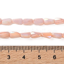 グラデーション染めガラスビーズ連売り  ねじれた  桃パフ  6.5x4.5x3~3.5mm  穴：0.8mm  約56~57個/連  38.3~39cm&nbsp;GLAA-I059-01F