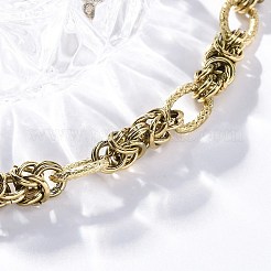 304ステンレススチール製オーベルリンクチェーンアンクレット、男性用、女性用  14KGP本金メッキ  8-1/4インチ（21cm）&nbsp;AJEW-Q010-001G
