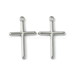 変色しない304ステンレススチールペンダント  クロスチャーム  ステンレス鋼色  34x21x2.8mm  穴：2mm&nbsp;STAS-F294-01D-P