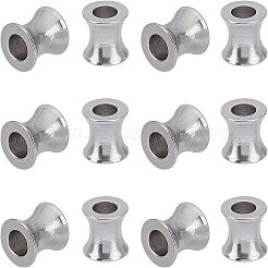 304ステンレススチールヨーロピアンビーズ  大穴ビーズ  コラム  ステンレス鋼色  8x8mm  穴：4mm  30個/箱&nbsp;STAS-UN0012-09P