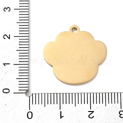 304ステンレスペンダント  足のプリントのチャーム  艶出し  イオンプレーティング（ip）  ゴールドカラー  21x21.5x1.5mm  穴：1.9mm&nbsp;SA-CBAE115-15B-G