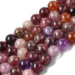 天然スーパーセブンクォーツビーズ連売り  ラウンド  10~10.5mm  穴：0.8mm  約37~40個/連  15.35''（39cm）〜15.55''（39.5cm）&nbsp;G-D359-B01-10mm
