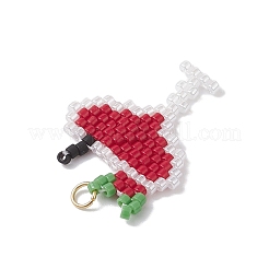 ガラスシードビーズペンダント  カクテル  304ステンレススチール製丸カン付き  18KGP本金メッキ  レッド  25x20.5x2mm  穴：2.8mm&nbsp;PALLOY-MZ00913-01