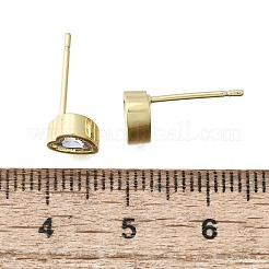 女性用真鍮マイクロパヴェクリアキュービックジルコニアスタッドピアス  ハート  16KGP本金メッキ  6.5x6.5mm&nbsp;EJEW-F363-02G