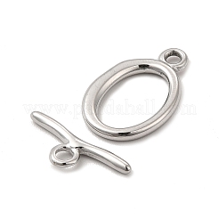 変色しない304ステンレススチールのトグル留め具  オーバル  ステンレス鋼色  オーバル：21.5x14x2mm  穴：2mm  13.5x9mm内径  バー：19x7x2mm  穴：2.5mm&nbsp;STAS-F290-05P