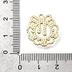 合金ラインストーンペンダント  クリスマスリースのチャーム  プラスチックパール付き  ラックめっき  ゴールドカラー  19x18x4mm  穴：1.5mm&nbsp;FIND-K028-02G