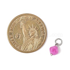 天然のカラフルなトルマリンのダイスチャーム  304ステンレススチール製丸カン付き  ステンレス鋼色  10.5x6.5~7mm  穴：3.5mm&nbsp;PALLOY-JF04580-02