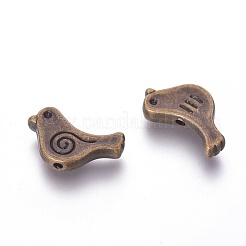 チベット風合金ビーズ  鳥  カドミウムフリー＆ニッケルフリー＆鉛フリー  アンティークブロンズ  9x15x2.5mm  穴：1.5mm&nbsp;MAB5587Y-NF