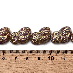 塗装ガラスビーズ連売り  ゴールドライン入り  フクロウ  暗赤色  18~18.5x14~15x7~7.5mm  穴：1.2mm  約25個/連  16.53~17.32インチ（42~44cm）&nbsp;GLAA-Z021-08E