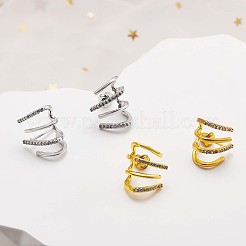 クリスタル ラインストーン クロー スタッド イヤリング  女性のための真鍮のアクセサリー  ゴールドカラー  12x16mm&nbsp;JE918B