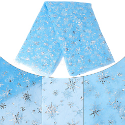 ポリエステル織物  服装アクセサリー  雪の結晶模様  ライトスカイブルー  1500mm&nbsp;DIY-WH20025-048B