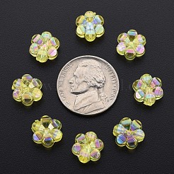 透明なアクリルビーズ  ABカラーメッキ  花  シャンパンイエロー  10x5mm  穴：1.8mm  約1650個/500g&nbsp;MACR-S373-06-C07
