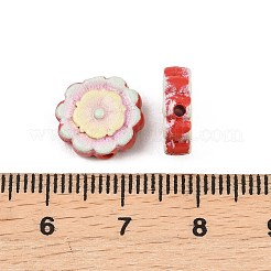 プリントされた辰砂のビーズ  花  ライトゴールデンロッドイエロー  11.5x4mm  穴：1.5mm&nbsp;CARL-A001-01D