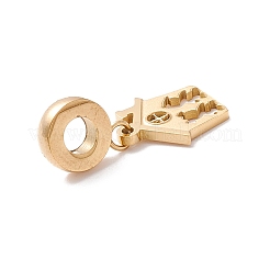 304ステンレススチール製ヨーロピアンダングルチャーム  大穴ペンダント  ハウス  ゴールデン·ステンレス鋼色  23.5mm  穴：4mm&nbsp;STAS-I192-05