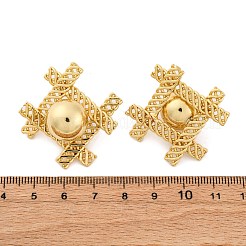 編み込み菱形と丸い真鍮のスタッドピアス  鉛フリー＆カドミウムフリー  長持ちメッキ  ラックめっき  18KGP本金メッキ  36x36mm&nbsp;EJEW-R025-02G