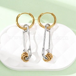 女性用304ステンレスフープピアス  ペーパークリップ  ゴールデン·ステンレス鋼色  45x16mm&nbsp;SA-CBA7B26-03GP-01