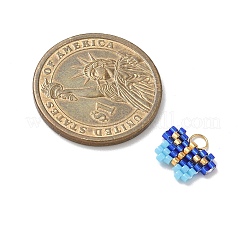 手作りミユキシードビーズ  織機模様の蝶のペンダント  304ステンレススチール製丸カン付き  ミックスカラー  9x12x2mm  穴：2.5mm&nbsp;PALLOY-MZ00927