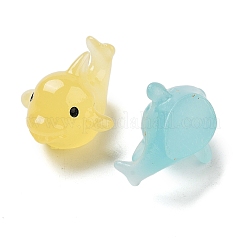 透明樹脂の海の動物 3D イルカの飾り  デスクトップの装飾用  ミックスカラー  14x20.5x25mm&nbsp;RESI-B027-07