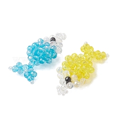 ABカラーメッキガラスチャーム  魚のチャーム  シードビーズで  多面カット  ミックスカラー  35.5x17x7.5mm  穴：2mm&nbsp;PALLOY-MZ01330