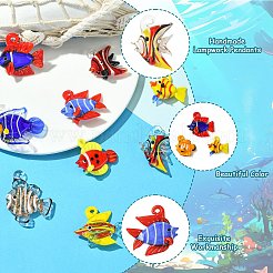 10個10スタイル手作りランプワークペンダント  魚  ミックスカラー  25.5~38x23~38x9.5~19mm  穴：1.2~5.5mm  1個/スタイル&nbsp;LAMP-CJ0002-51