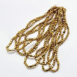 電気メッキガラスビーズセット  フル黄金メッキ  多面カット  フラットラウンド  ゴールド  4x3mm  穴：1mm  約95個/連  14インチ&nbsp;EGLA-A002-4mm-F25