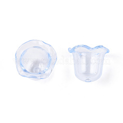 透明なアクリルビーズキャップ  花  コーンフラワーブルー  14.5x17.5~18x17.5~18mm  穴：2mm  約543個/500g&nbsp;TACR-T028-58C