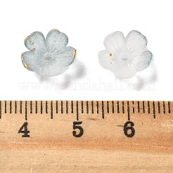 アクリルビーズキャップ  5  - 花びらの花  金箔入り  士官候補生ブルー  11x11x4mm  穴：1.6mm&nbsp;OACR-Z028-03B