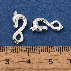真鍮製S字クラスプ  カドミウムフリー＆鉛フリー  925銀メッキ  16x7x4mm  穴：0.2mm&nbsp;KK-H502-06S